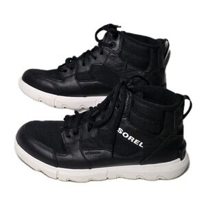 SOREL Women's Explorer II Black/White Sneaker Mid Size 10.5
